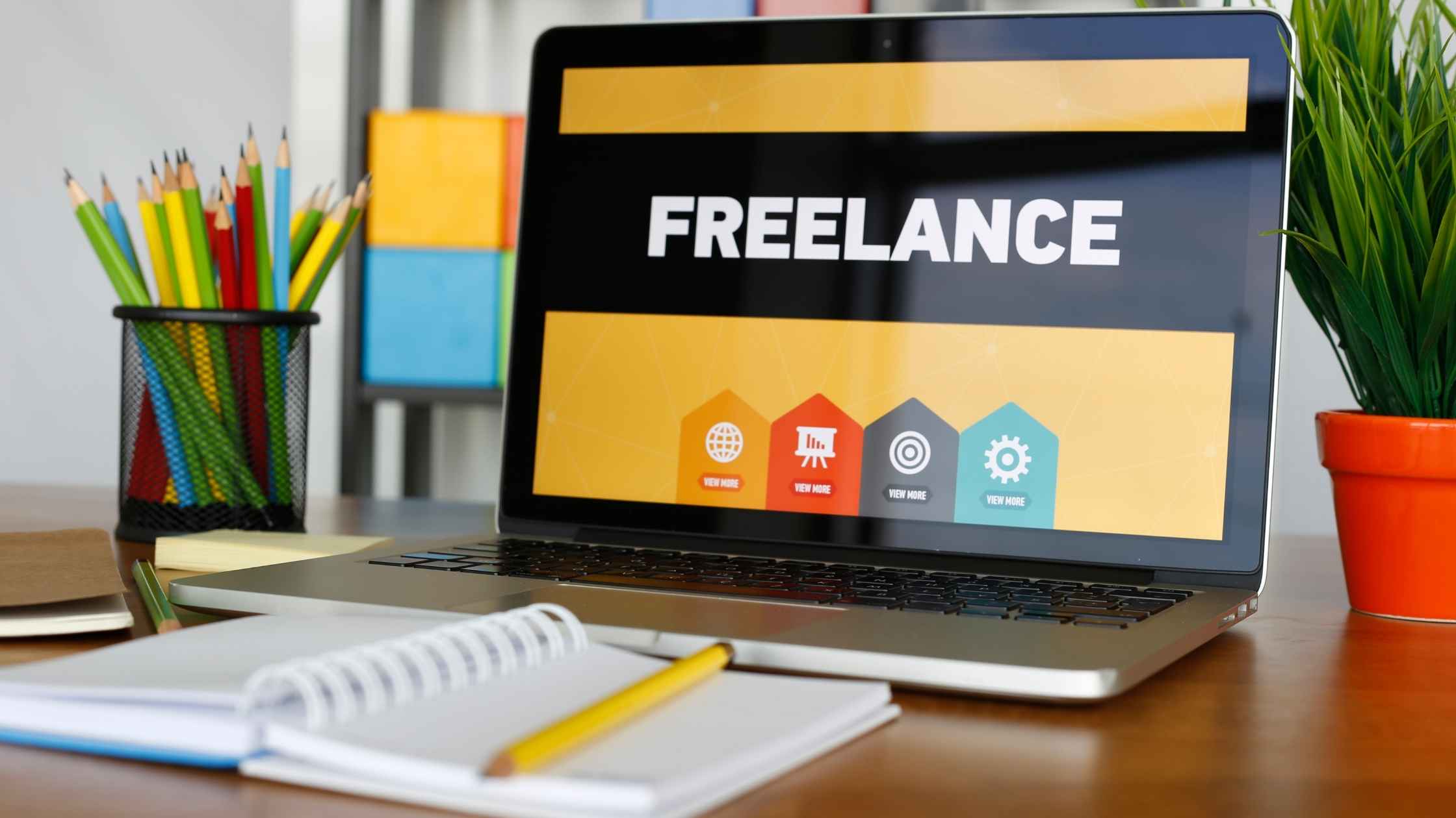 Laptop screen showing freelance work options on a popular gig marketplace