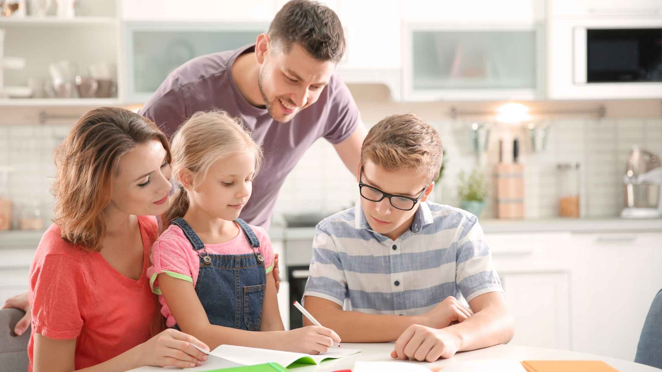 A family working together on a creative project at home, exploring profitable family business ideas for 2025.