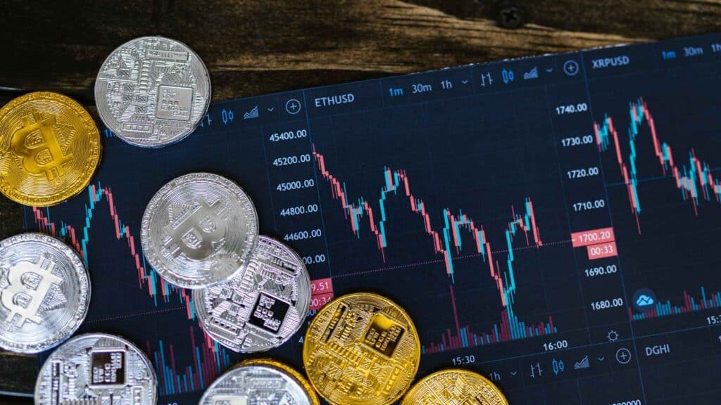 Illustration of a mobile micro investing app interface using Coinbase to invest small amounts in cryptocurrency